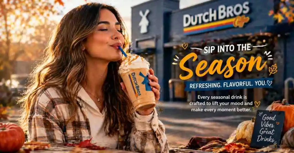 Dutch Bros Seasonal Drinks menu showcasing year-round spring, summer, fall, and winter flavors