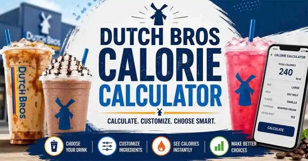 Dutch Bros Calorie Calculator for checking coffee, Rebel, tea, and smoothie calorie information quickly.