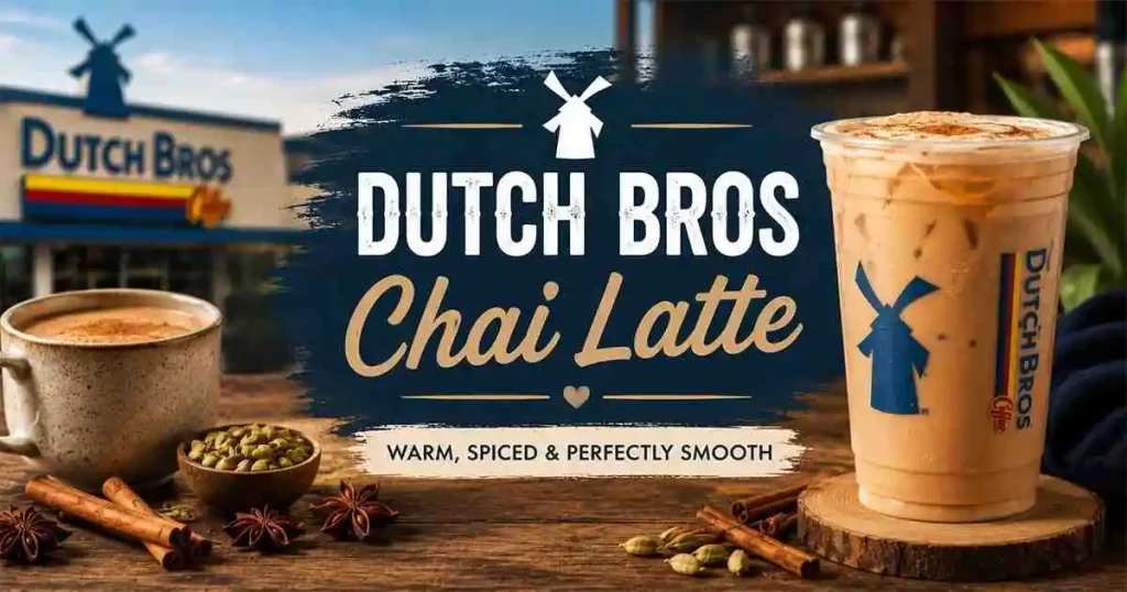 Dutch Bros Chai Latte featuring a creamy hot and iced chai tea latte with cinnamon spice, updated prices, calories, nutrition facts, and customization options for coffee lovers.