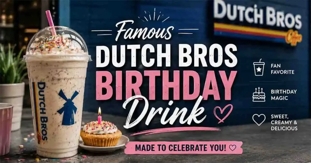 Famous Dutch Bros Birthday Drink with free birthday reward, Rewards benefits, and favorite menu drinks