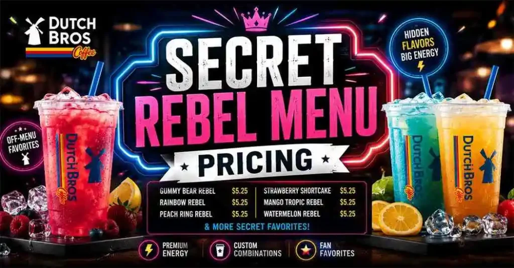 Latest Secret Rebel Menu Pricing at Dutch Bros