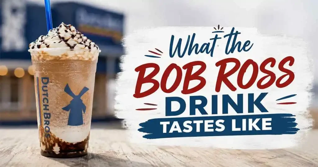 What the Bob Ross Drink tastes like with a creamy, sweet coffee flavor at Dutch Bros